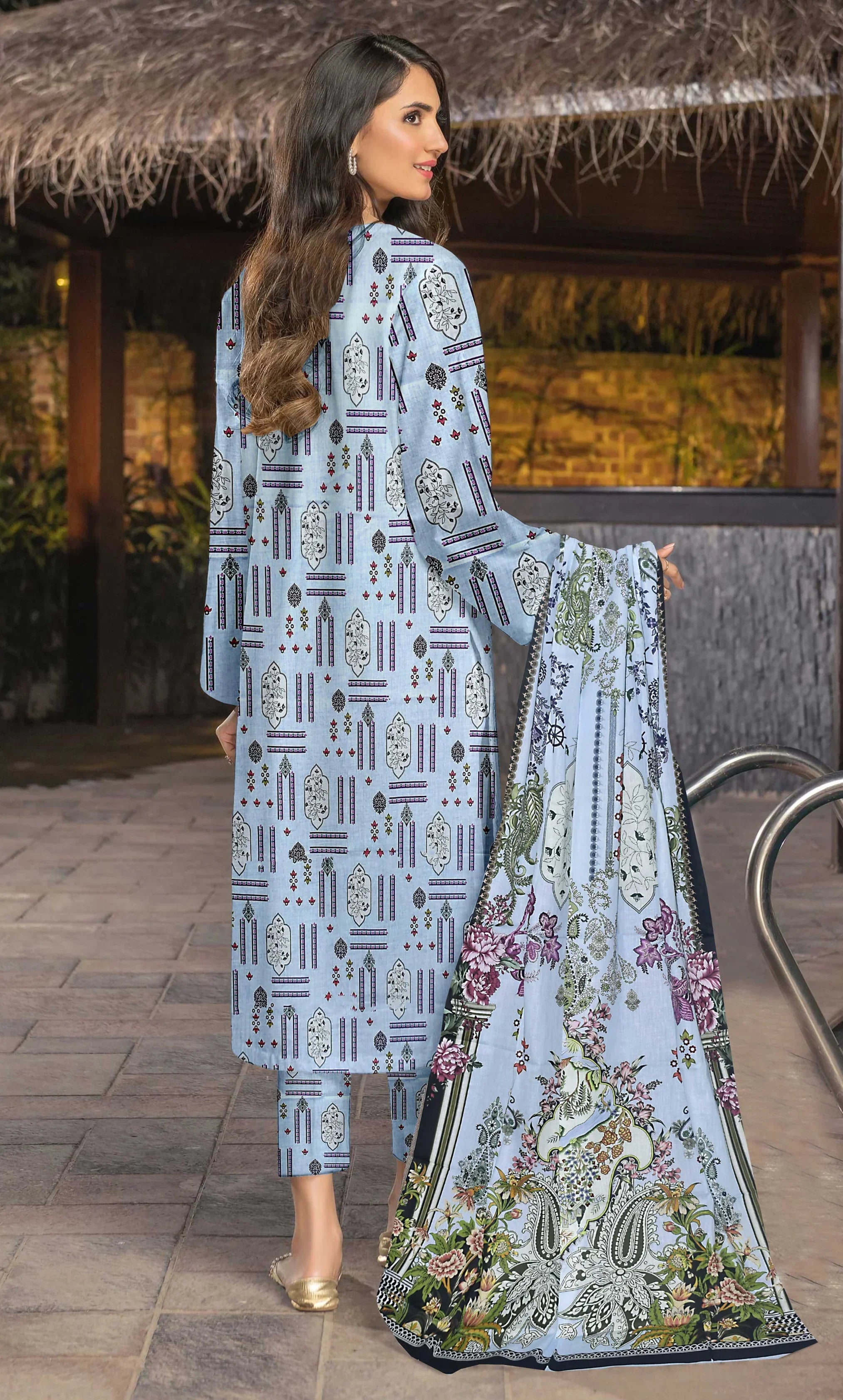 3 Piece Unstitched Premium Lawn Suit- BA-V-14