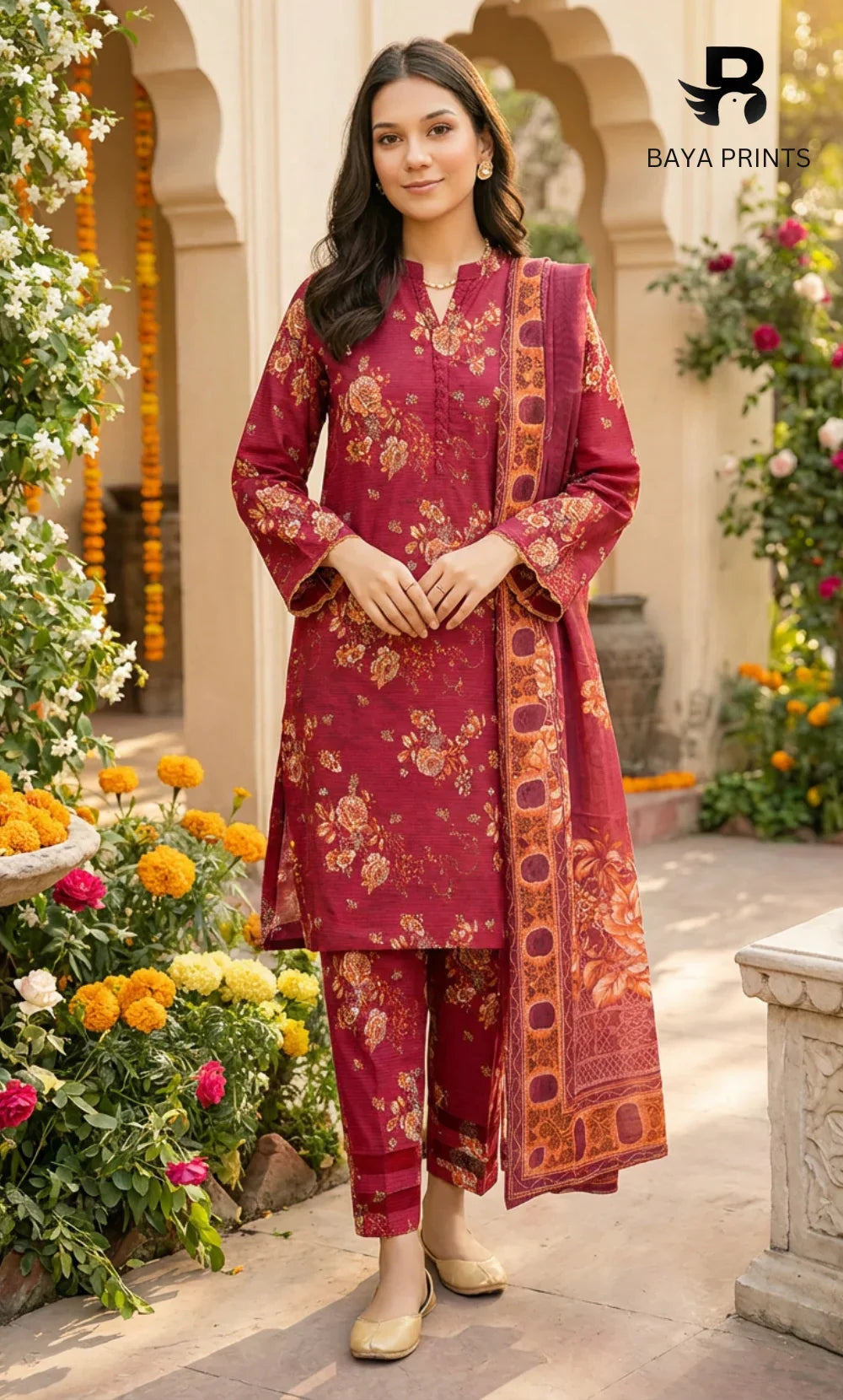 3 Piece Unstitched Printed Lawn Suit- BA-V-7