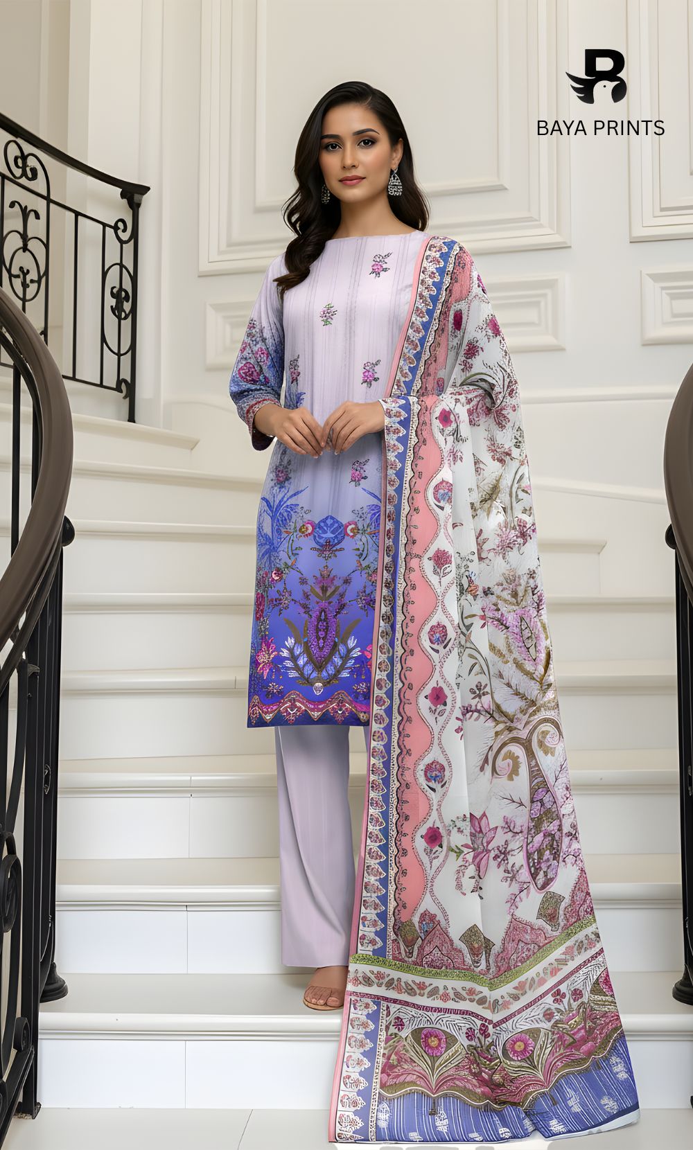 3 Piece Unstitched Karandi Suit BA-V5 007