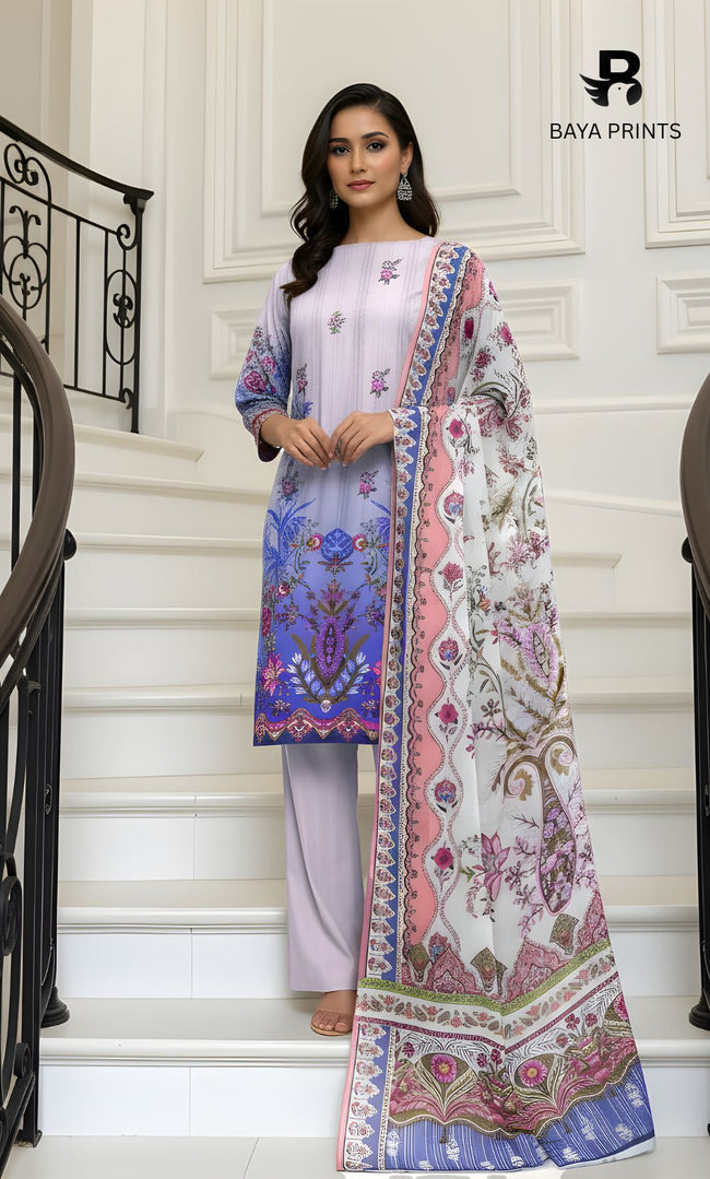 3 Piece Unstitched Karandi Suit BA-V5 007 Hover Image