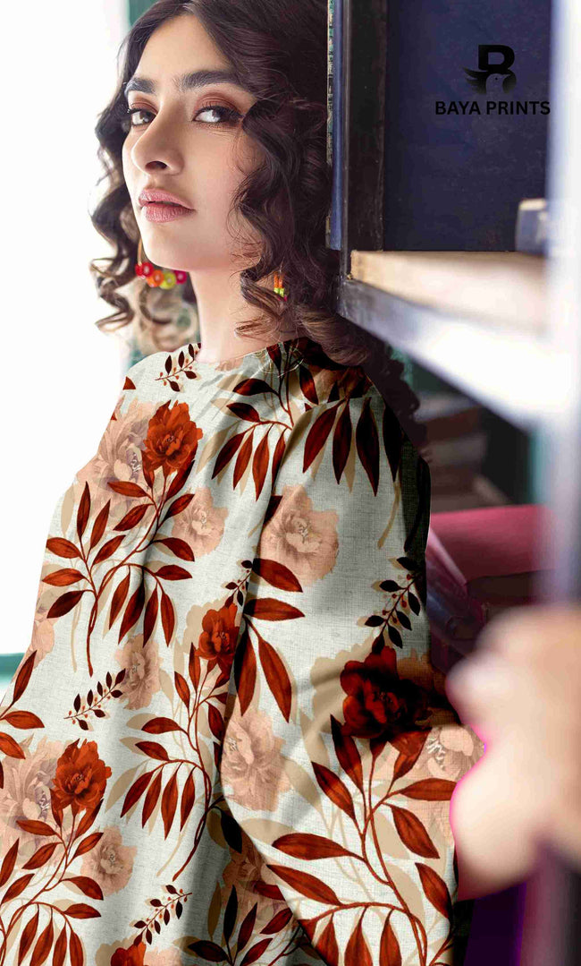 2PC Unstitched Printed Lawn Suit - BA-V7-14 Main Image