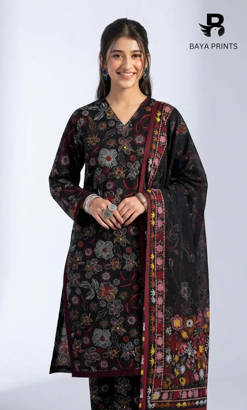 3 Piece Unstitched Printed Lawn Suit- BA-V-7
