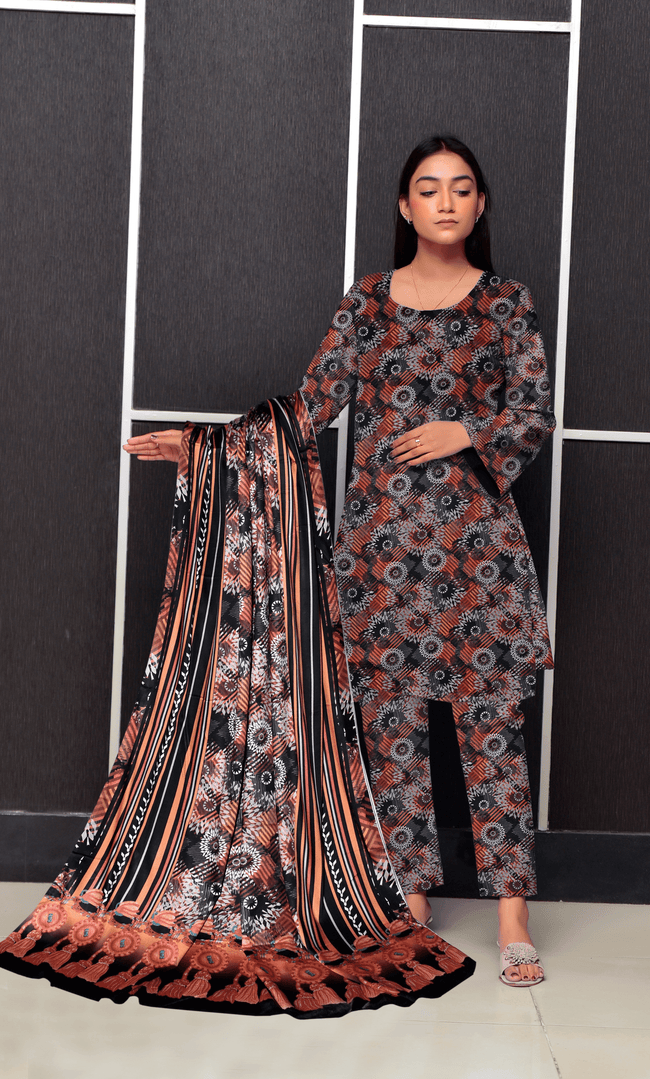 3PC Unstitched Soft Linen Self Jacquard-V1-08 Hover Image