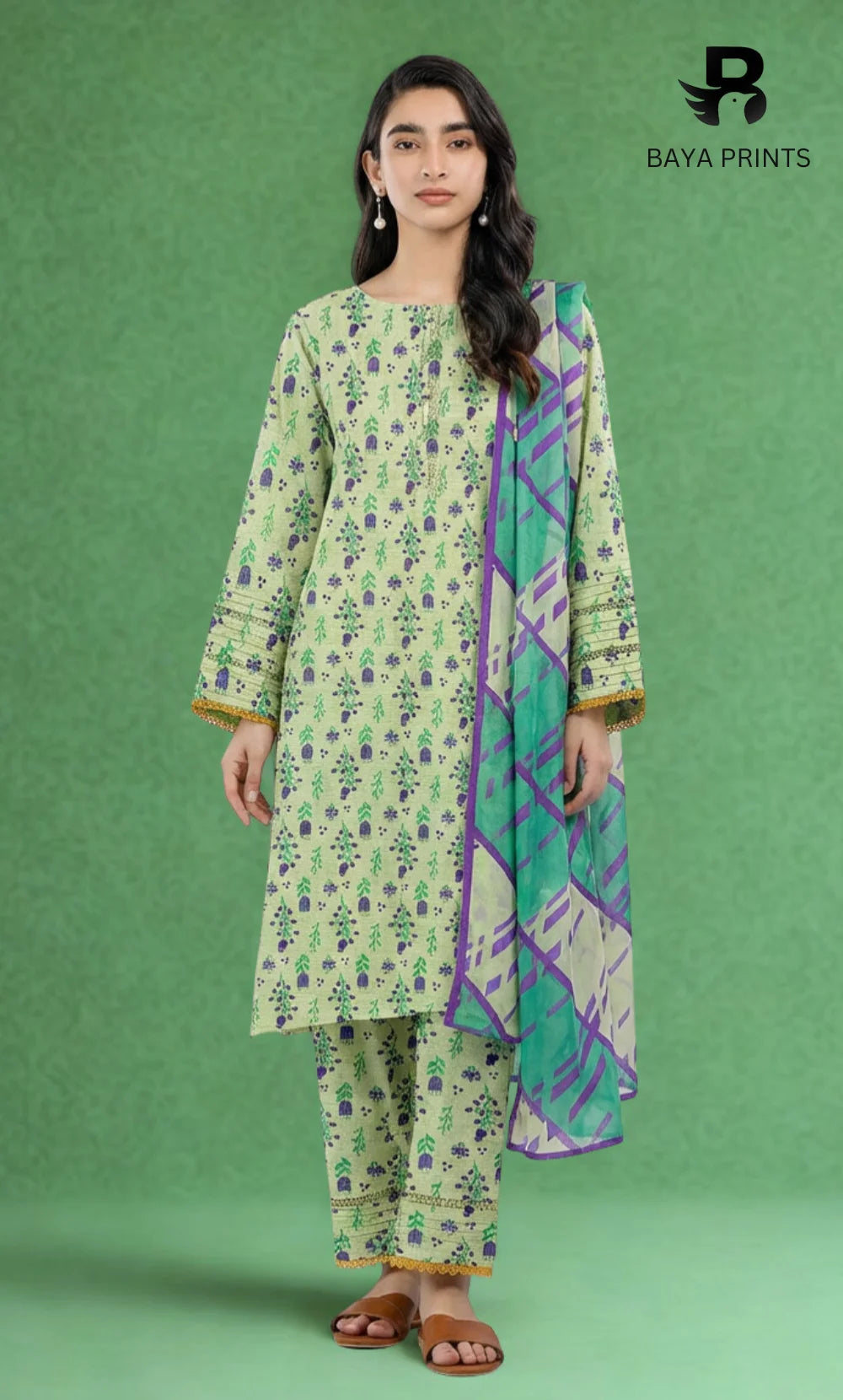 3 Piece Unstitched Printed Lawn Suit -BA-V7