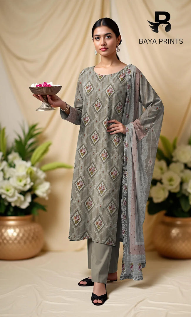 3 Piece Unstitched Karandi Suit BA-V10-11 Hover Image
