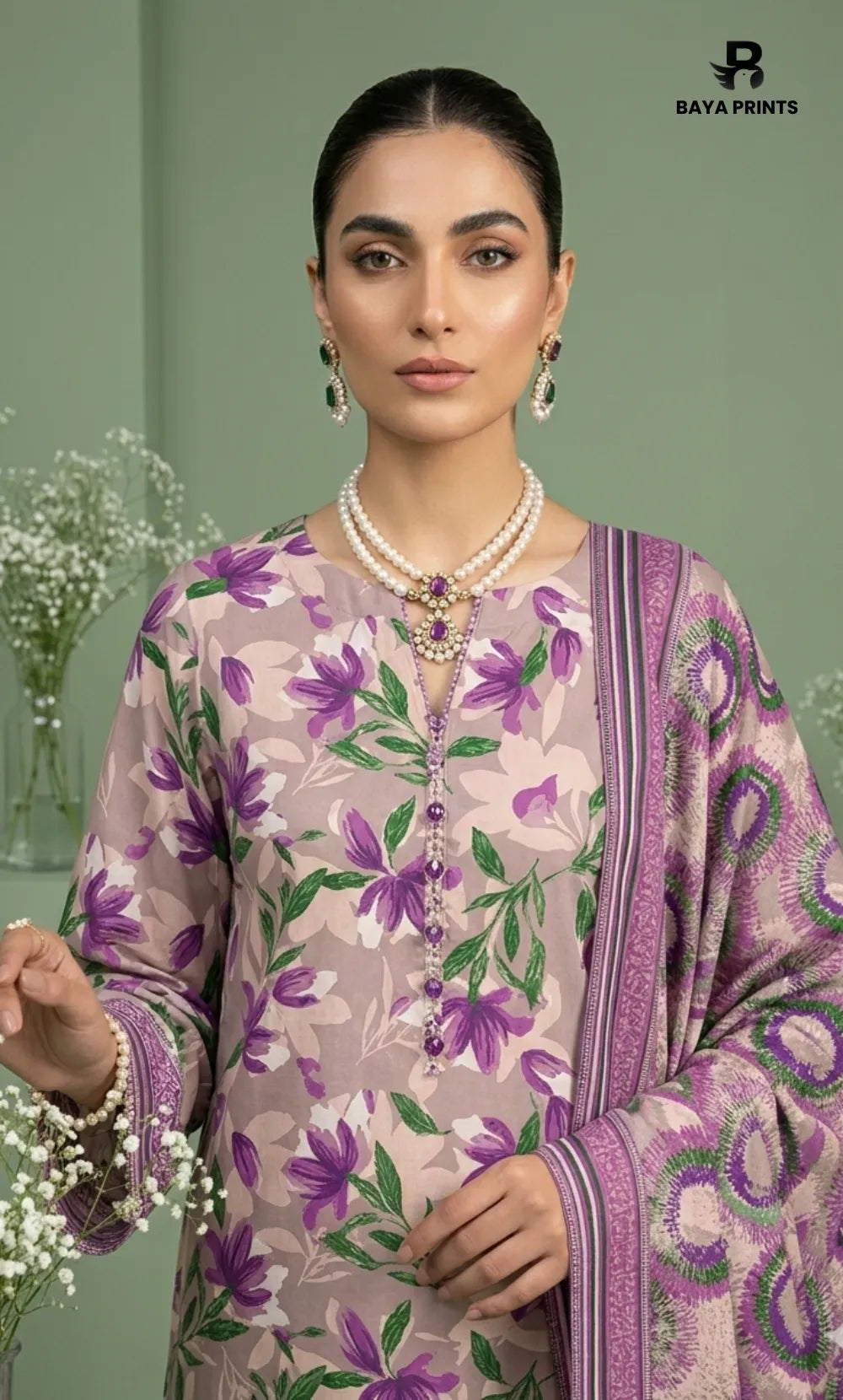 3PC Printed Lawn | Unstitched | BA-V25