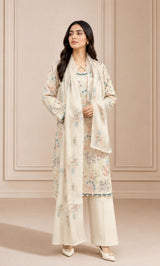 3PC Embroidered Unstitched Lawn Suit | Nafasat