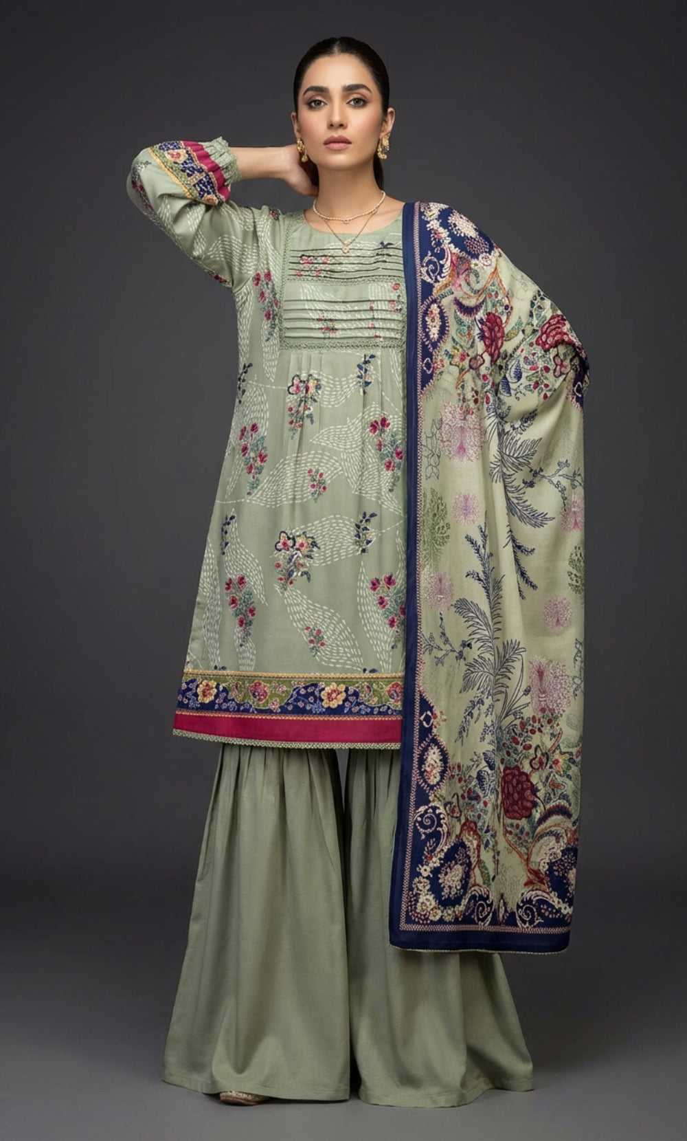 3 Piece Printed Lawn Unstitched Suit  –Galoria