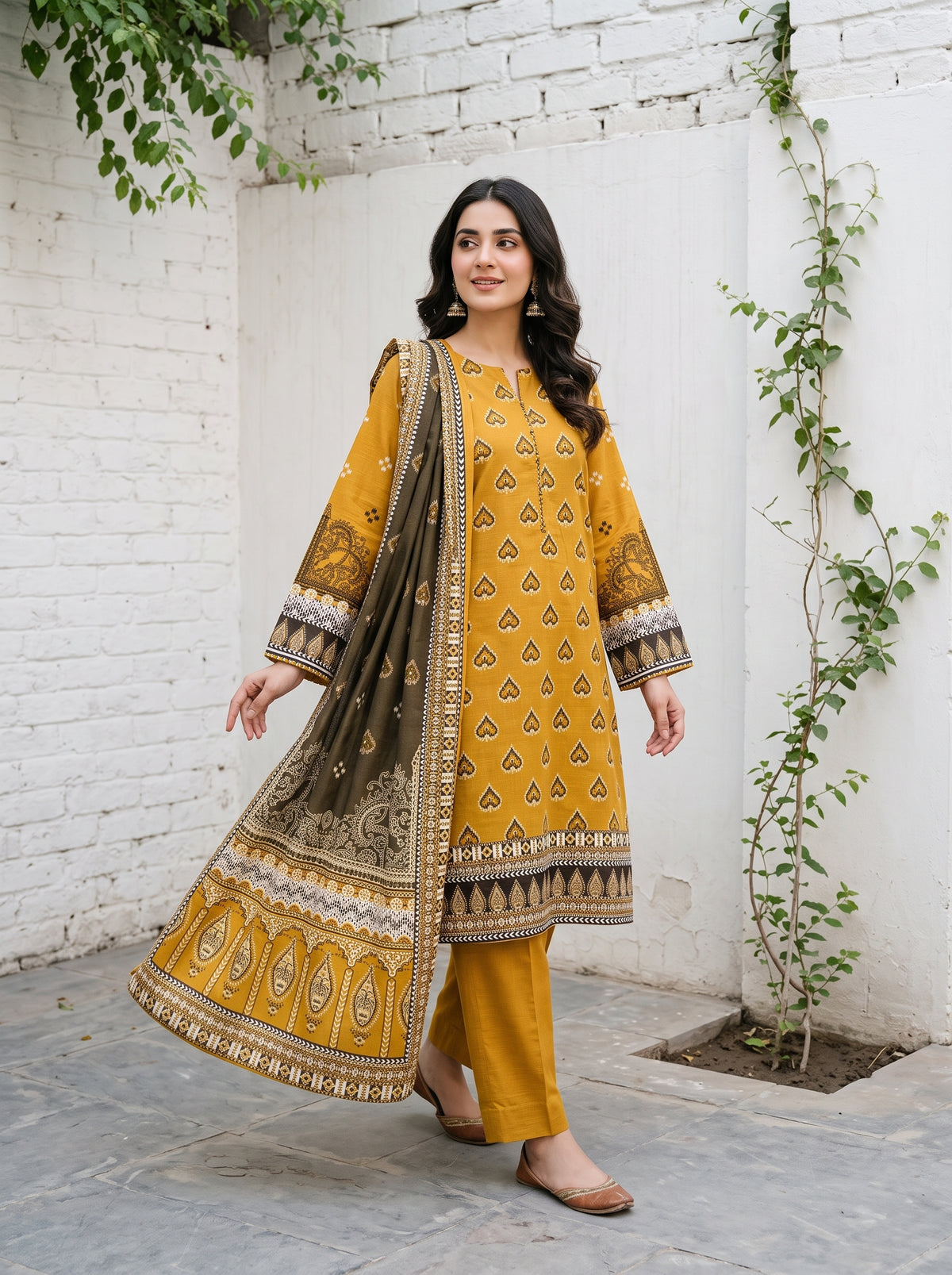 Unstitched Khadder 3-Piece Yellow Vol:113