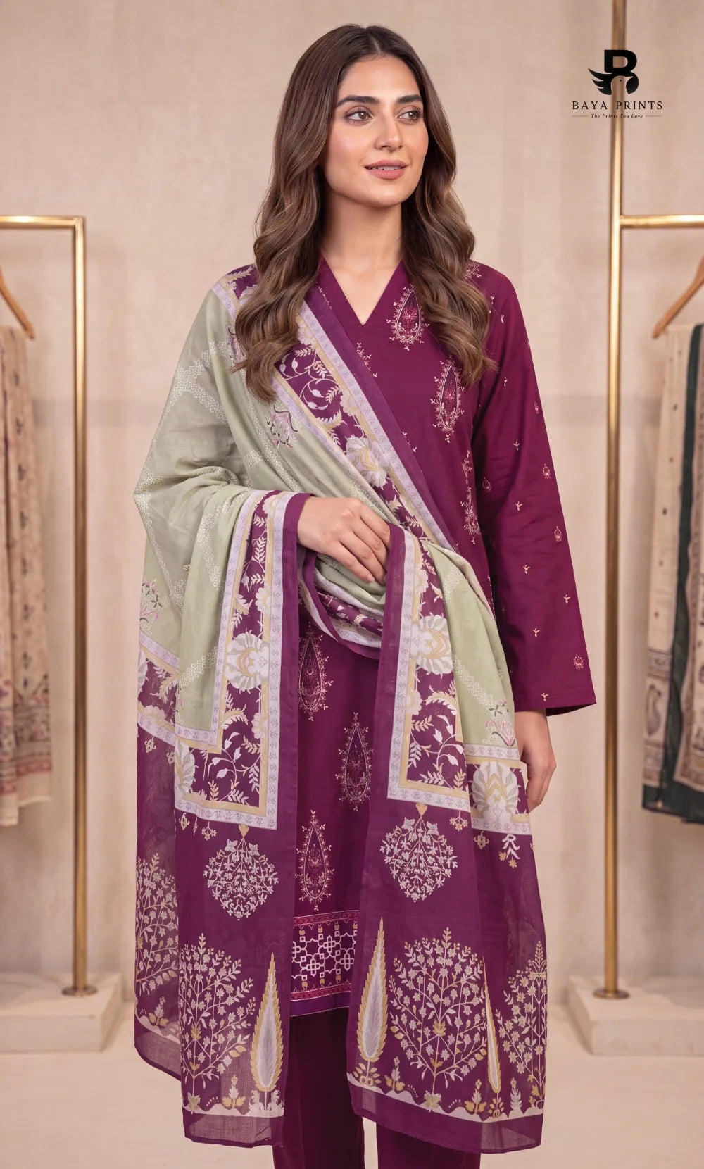 3-Piece | Unstitched Luxury Embroidered Lawn Suit | Nayab
