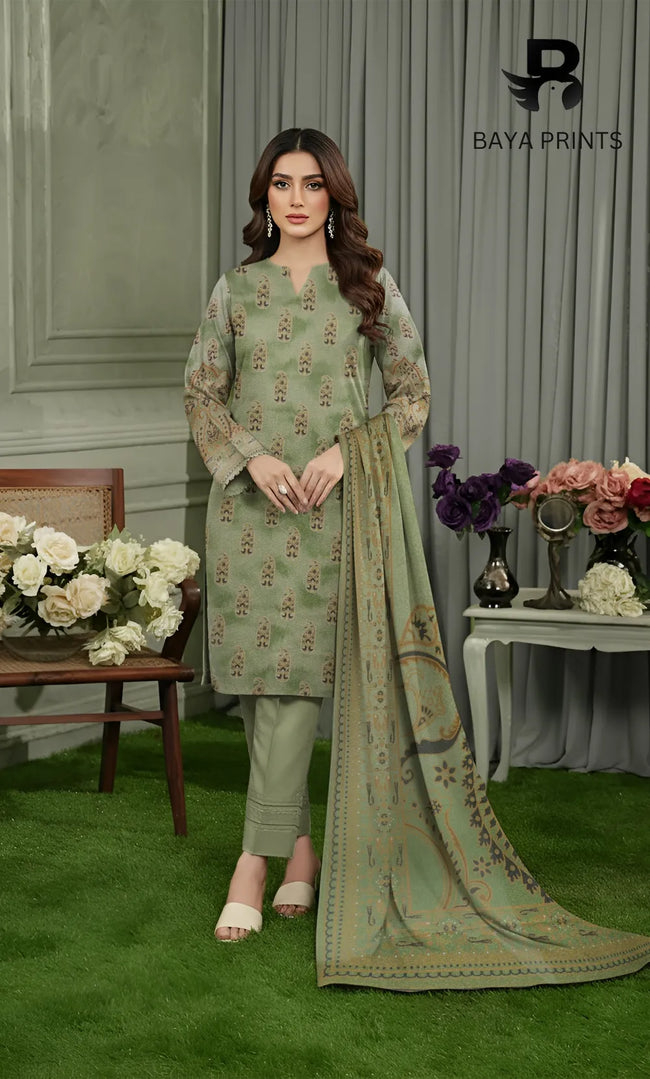 3 Piece Unstitched Karandi Suit BA-V10-2 Hover Image