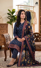 3 Piece Unstitched Printed Viscose Suit-BA-V11