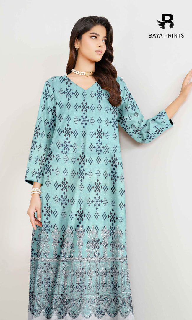 2-Piece Unstitched Dhanak Printed Suit with Embroidered Border-DE-V1-12 Main Image