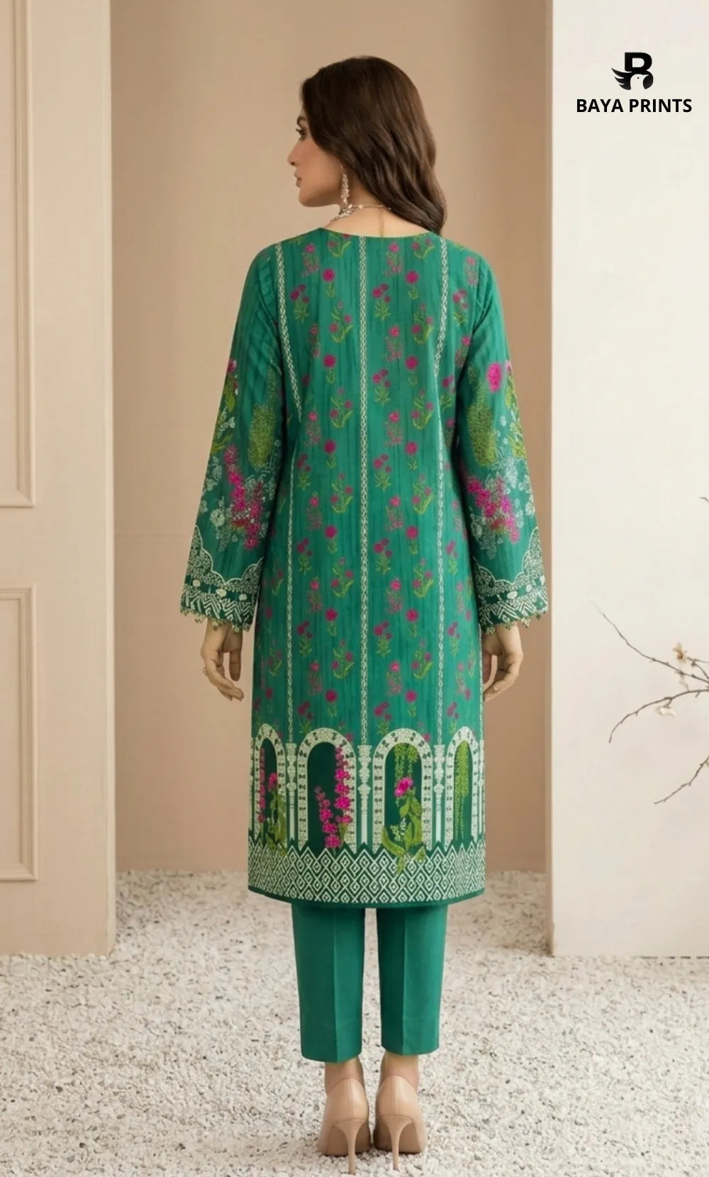 3PC Printed Lawn | Unstitched |  M.B