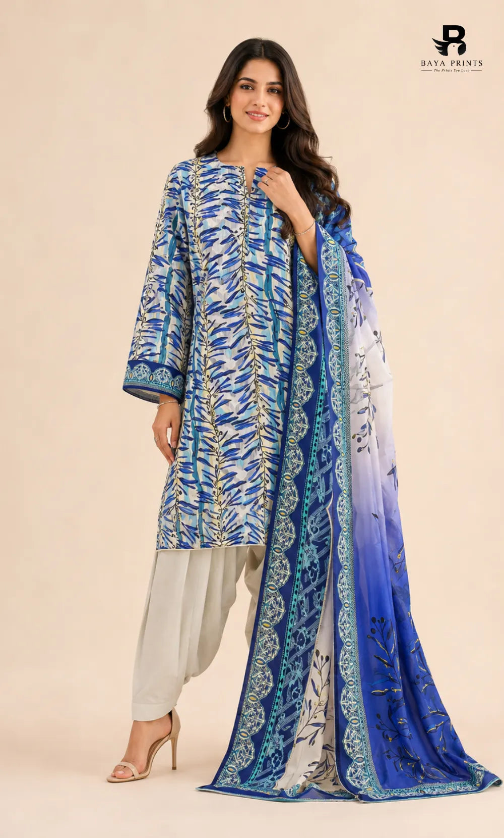 3PC Printed Linen | Unstitched | BA-V1-02