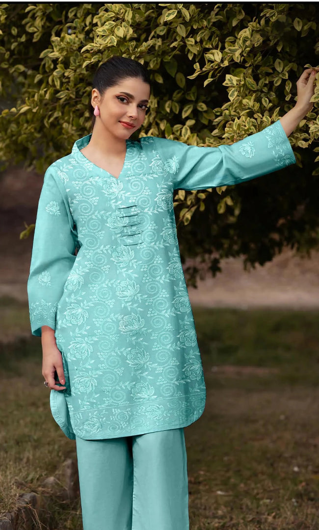 3PC Luxury Embroidered Unstitched Lawn Suit - ZED-V3-04 Main Image