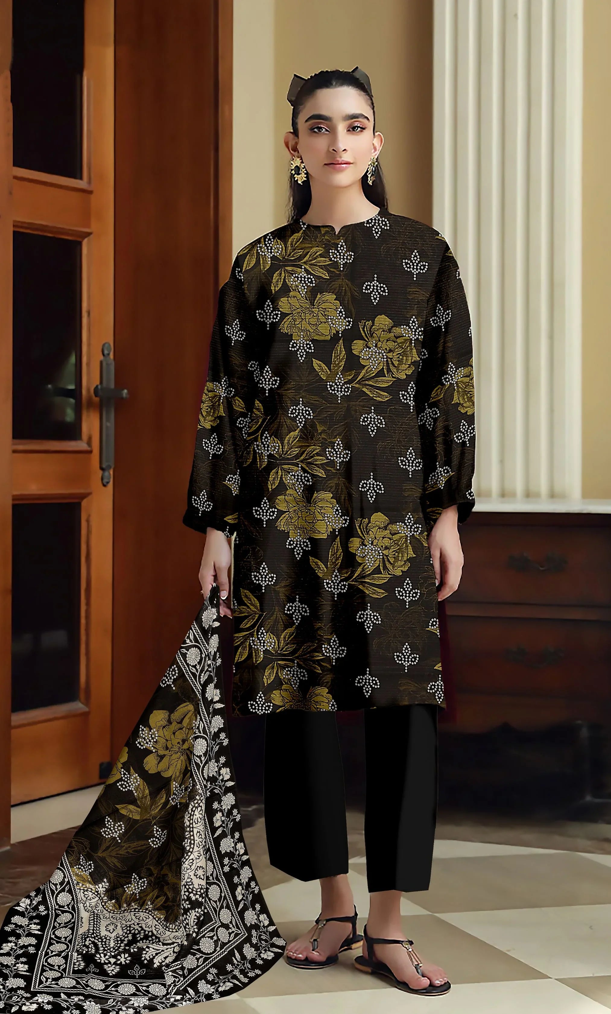 3 Piece Unstitched Printed Lawn Suit -BA-V16-10