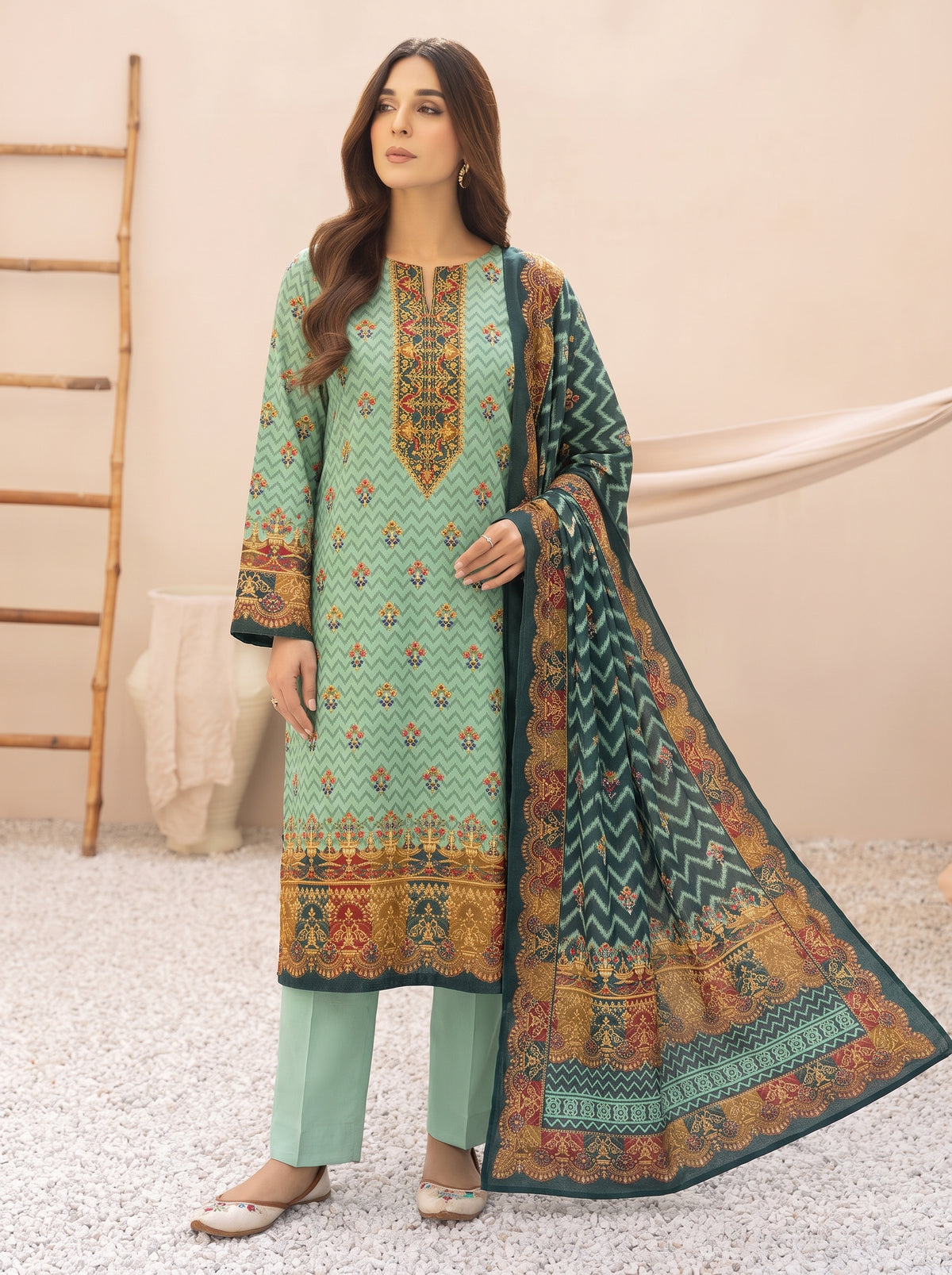 3PC Printed Karandi | Unstitched | BA-V4