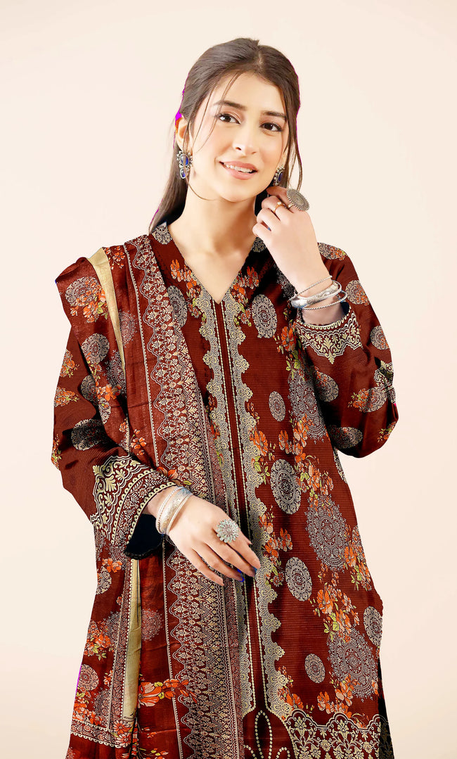 3 Piece Unstitched Printed Lawn Suit | BA-V15-03 Hover Image