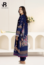 3 Piece Unstitched Printed Viscose Suit With Bamber Chiffon Dupatta - BA-V1-006