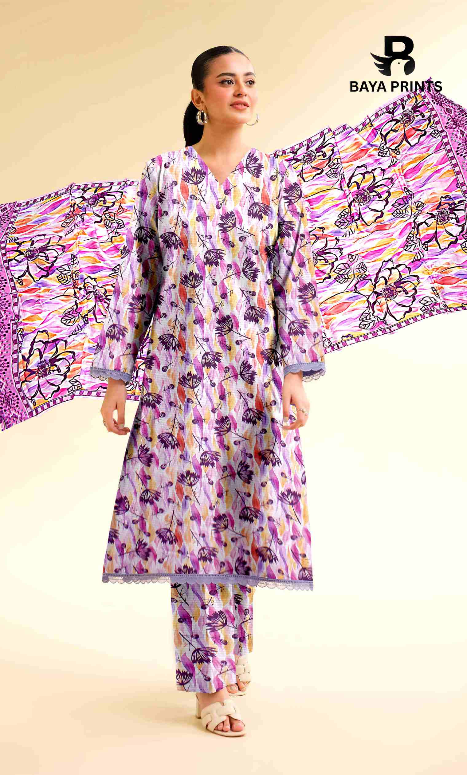 3 Piece Unstitched Printed Lawn Suit -BA-V25-6