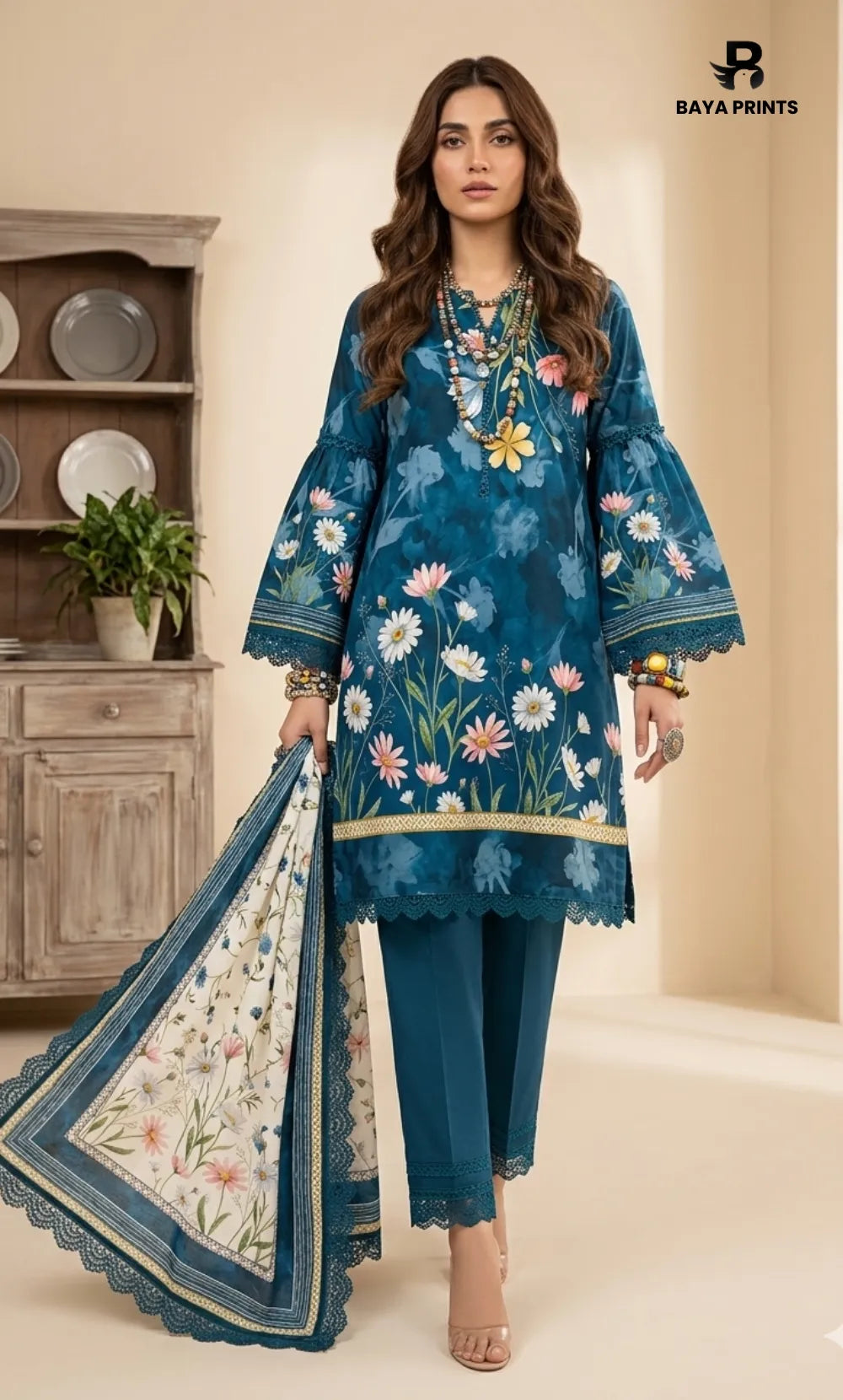 3PC Printed Doria  Lawn | Unstitched | BA-V27