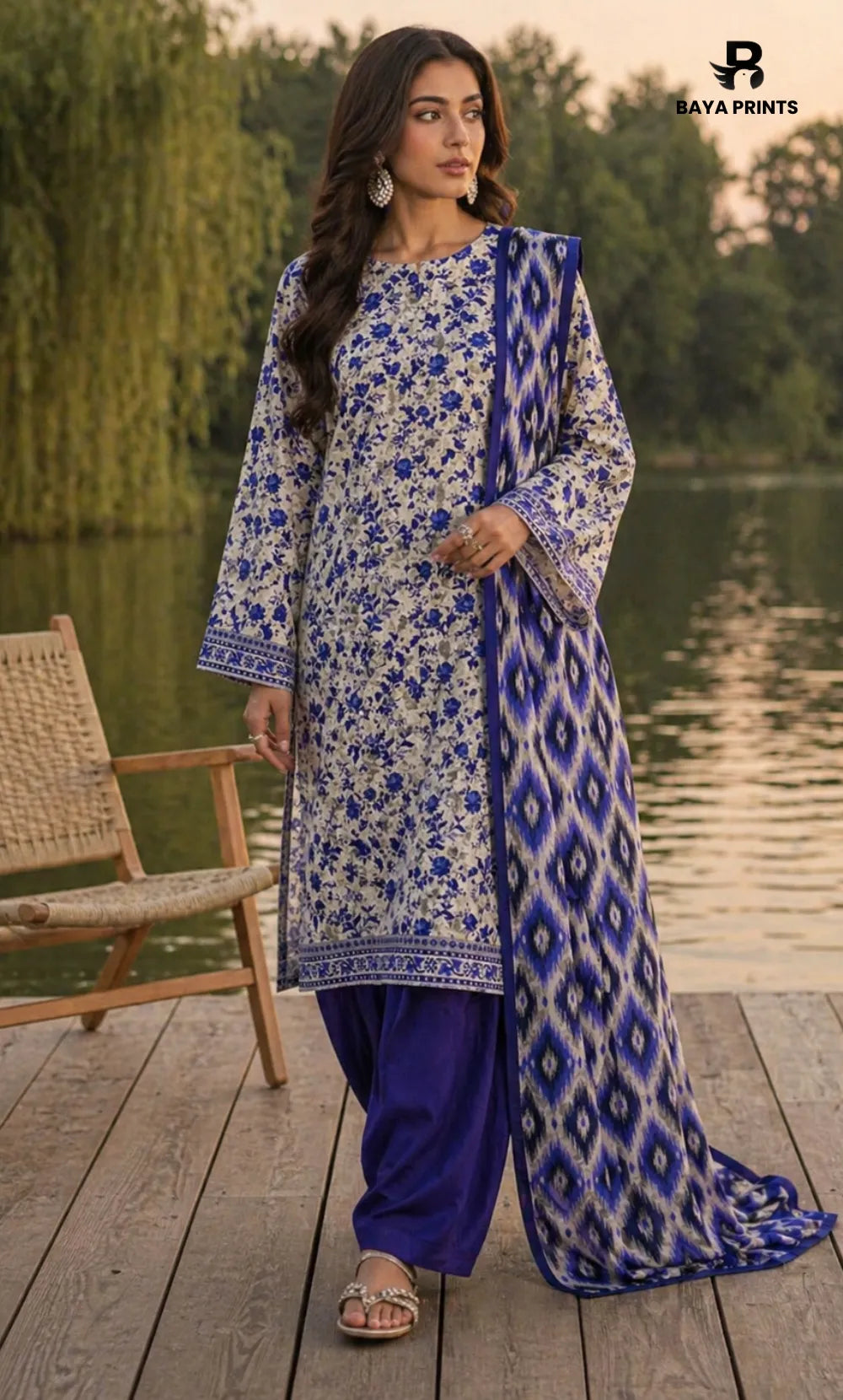 3PC Printed Lawn | Unstitched | BA-V25