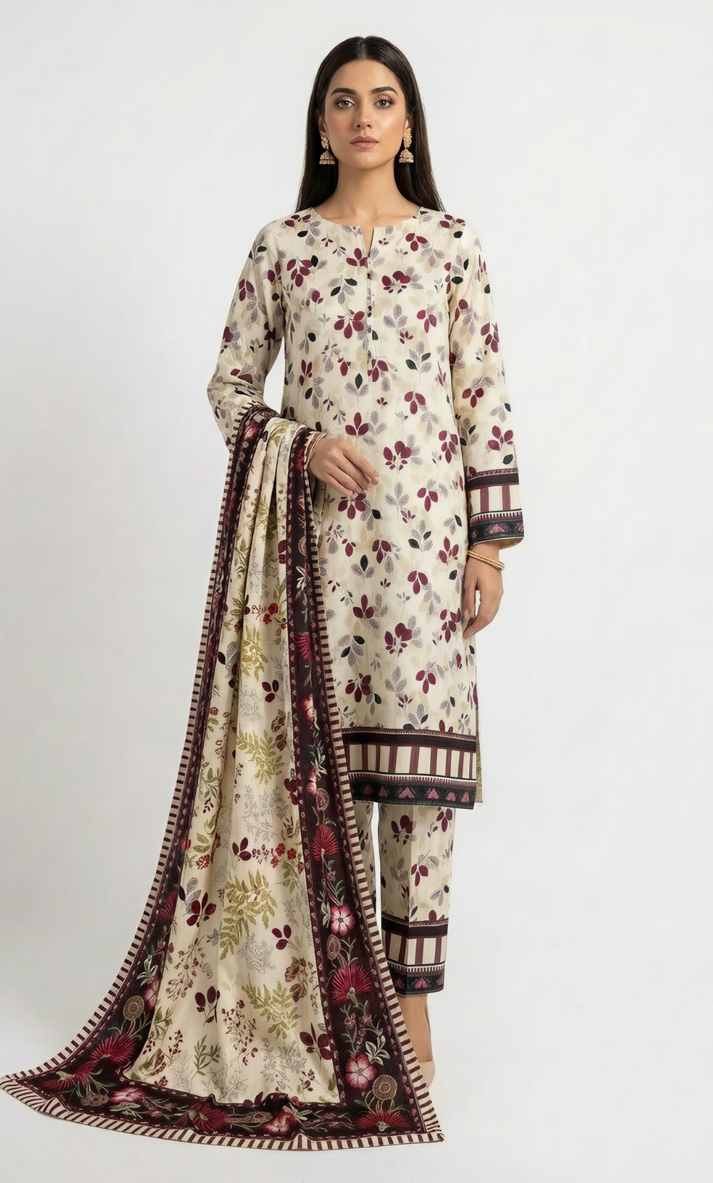 3 Piece Unstitched Printed Viscose Suit-BA-V11