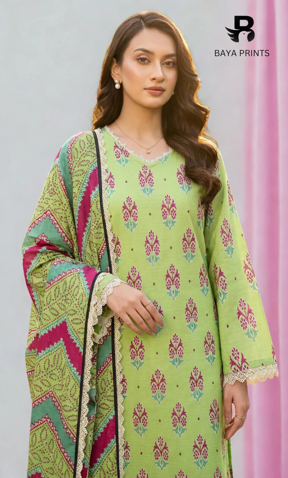 3 Piece Unstitched Printed Doria Linen  Suit  - BA-V3-005