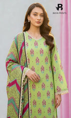 3 Piece Unstitched Printed Doria Linen  Suit  - BA-V3-005