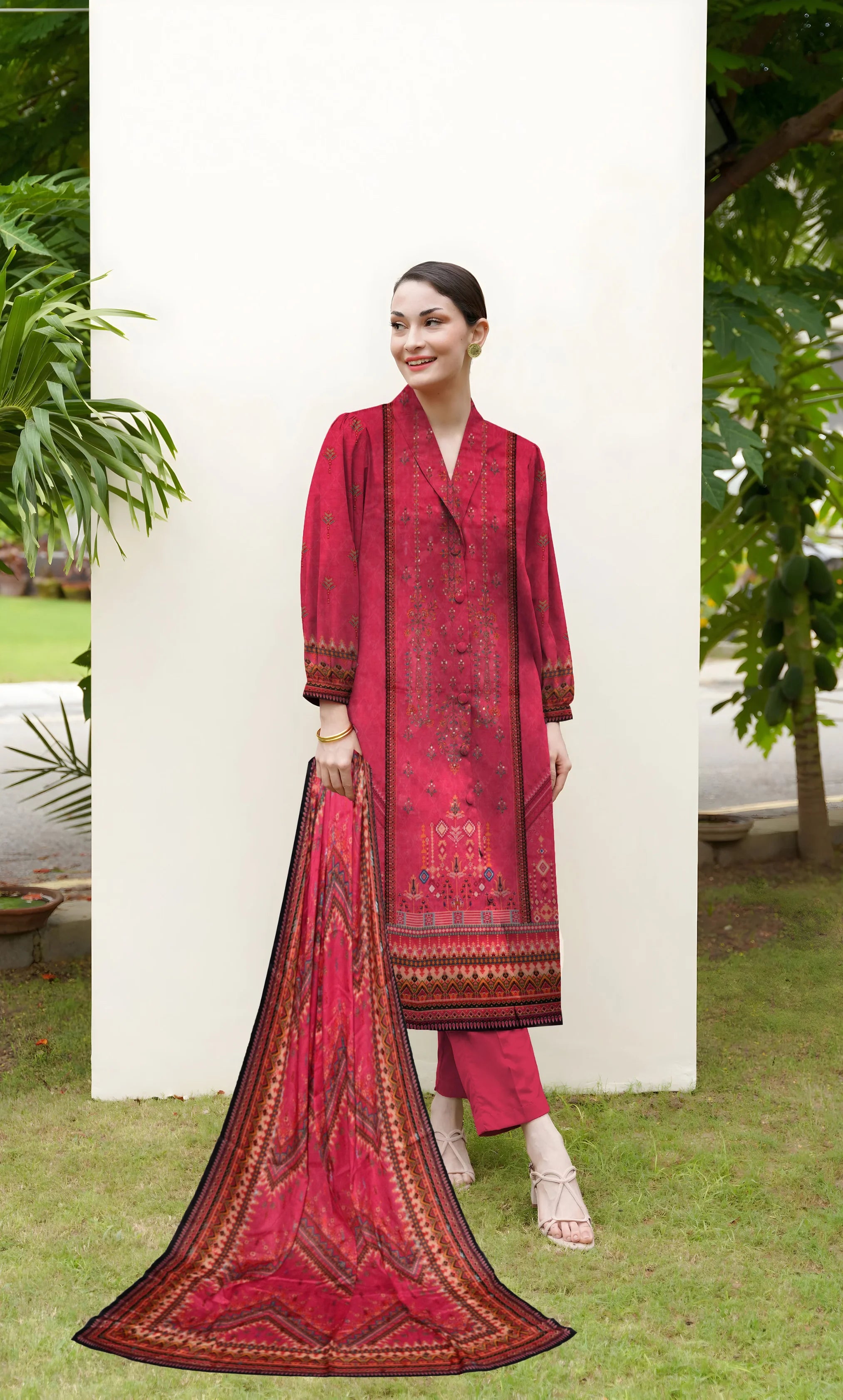 3PC Embroidered Unstitched Lawn Suit - NA-V4-06