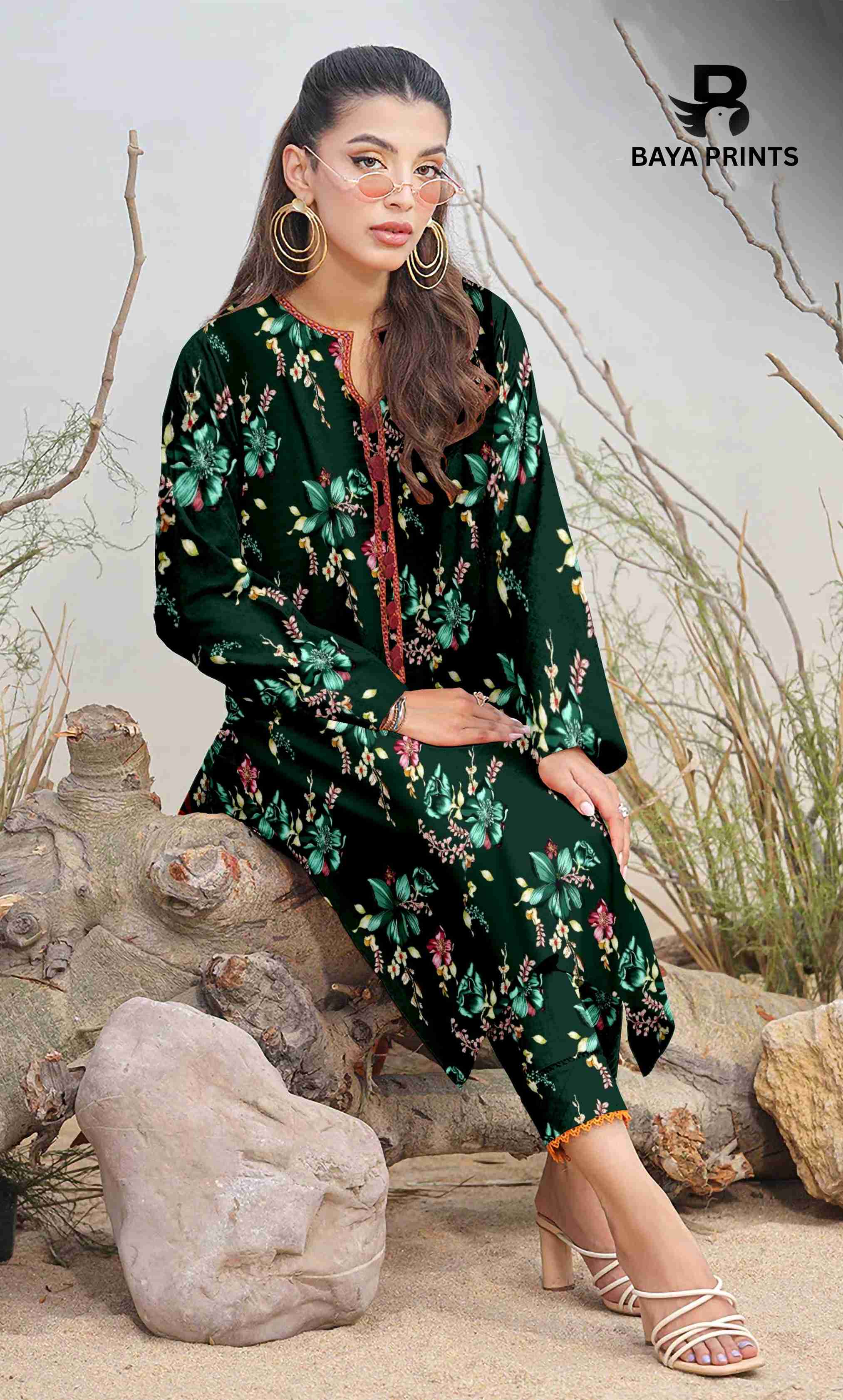 2PC Unstitched Printed Lawn Suit - BA-V7-18