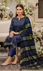 3 Piece Unstitched Printed Doria Viscose Suit with Bamber Dupatta BA-V7-003