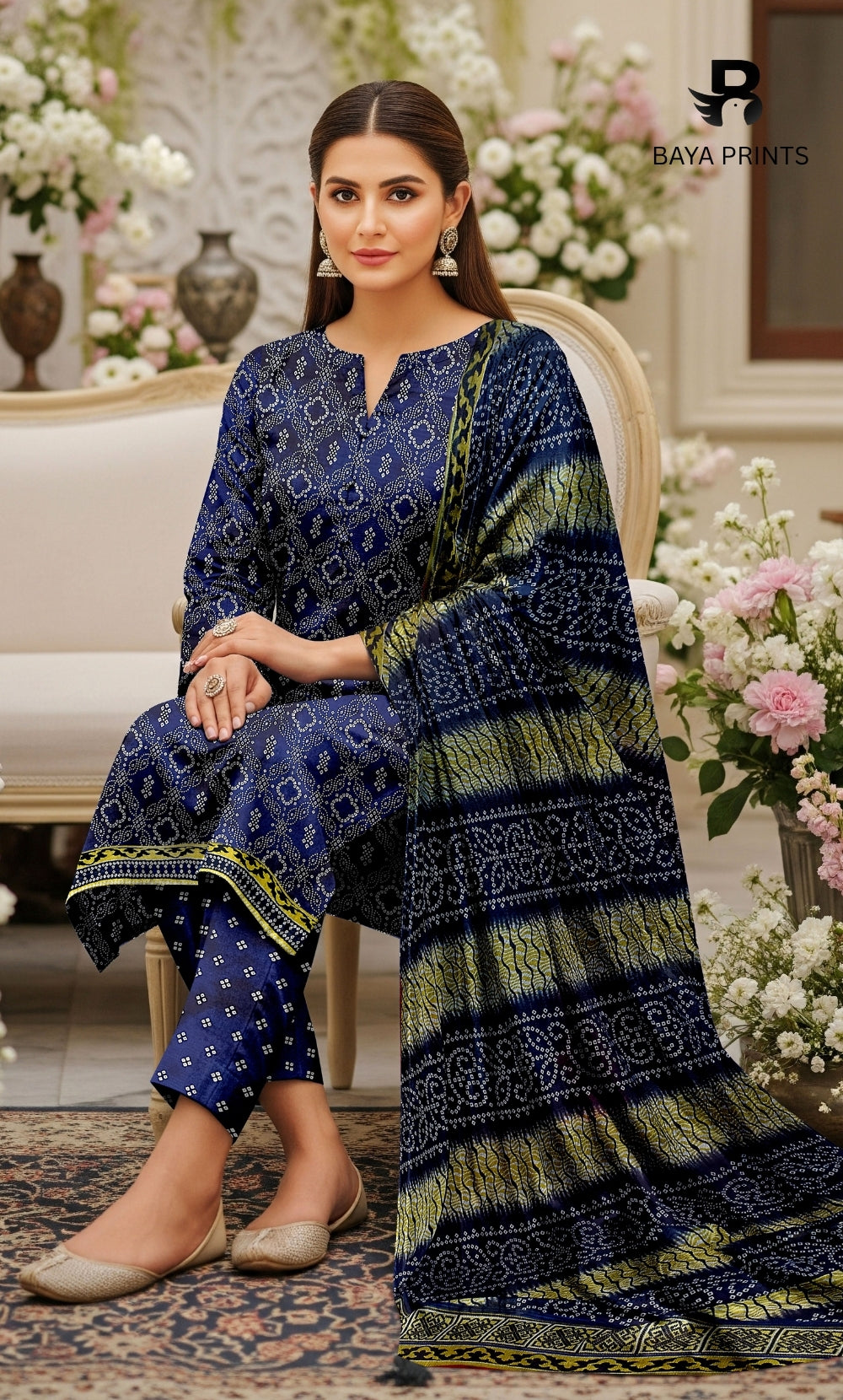 3 Piece Unstitched Printed Doria Viscose Suit with Bamber Dupatta BA-V7-003