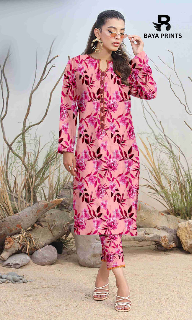 2PC Unstitched Printed Lawn Suit - BA-V7-17 Hover Image