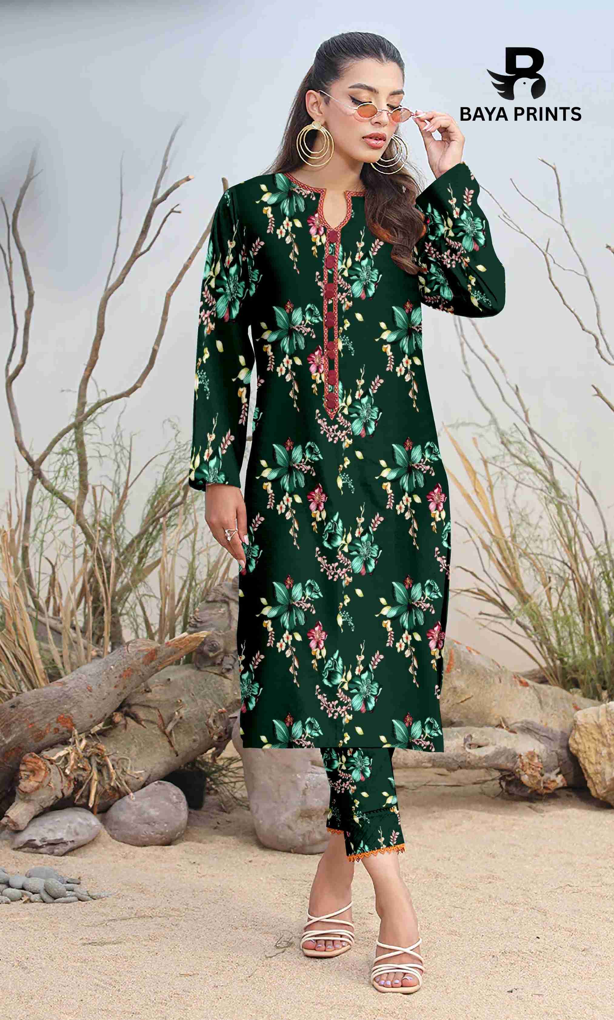2PC Unstitched Printed Lawn Suit - BA-V7-18