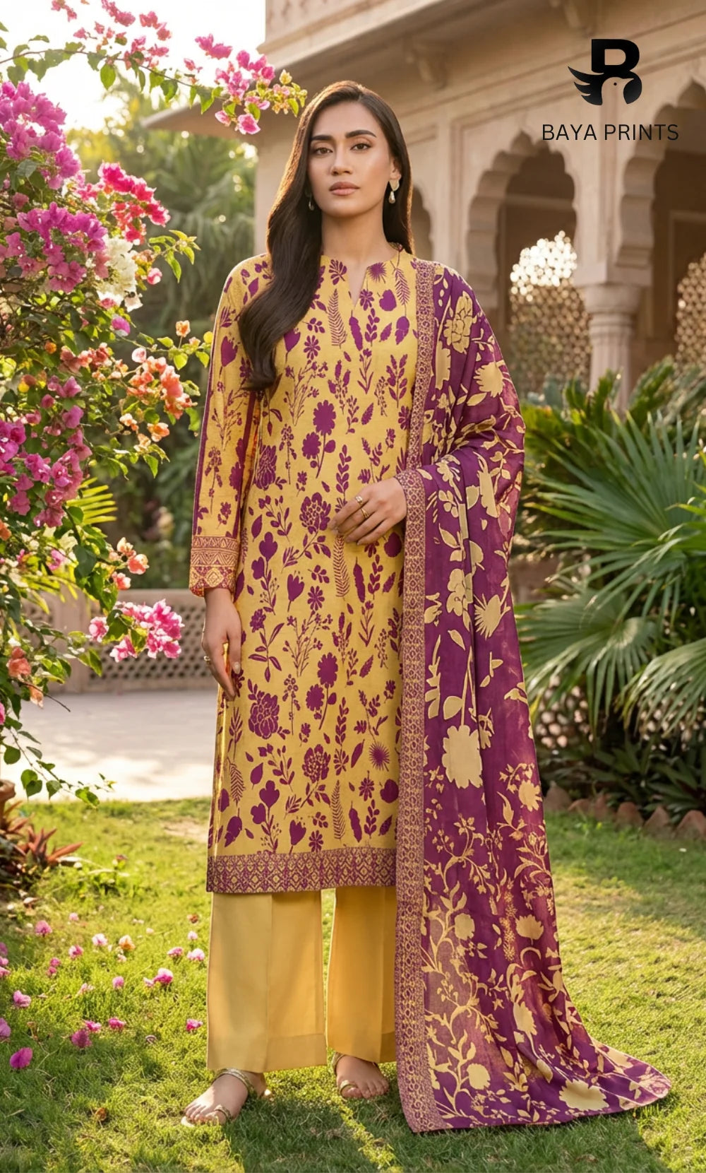 3 Piece Unstitched Printed Lawn Suit -BA-V13
