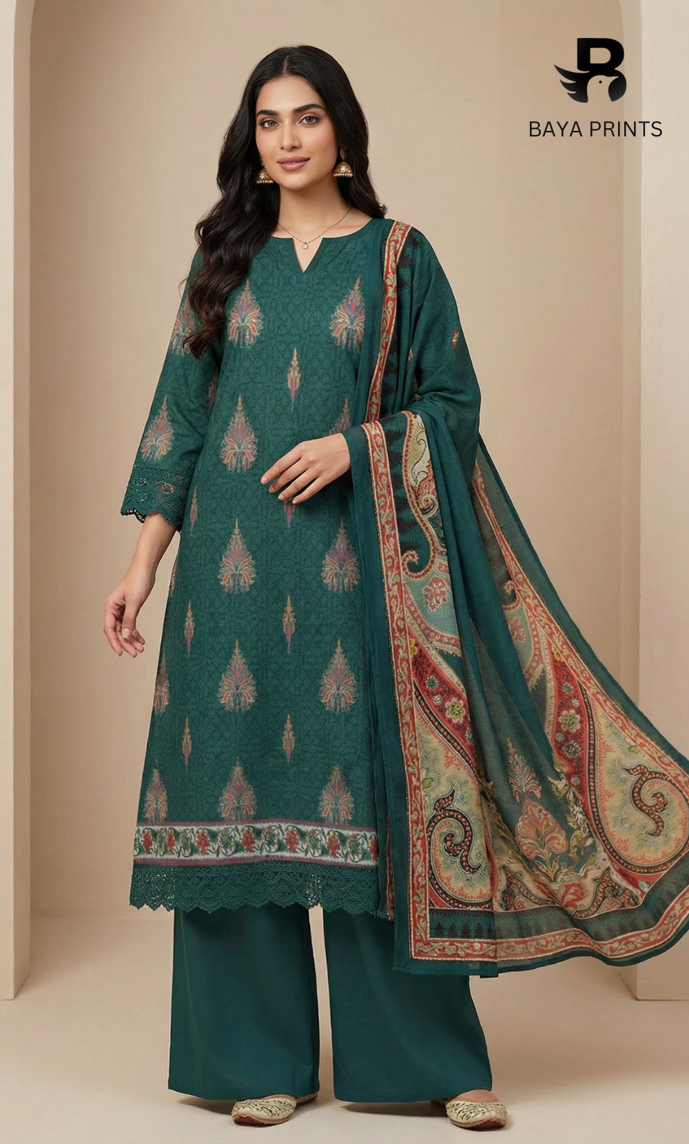 3 Piece Unstitched Karandi Suit BA-V8-08