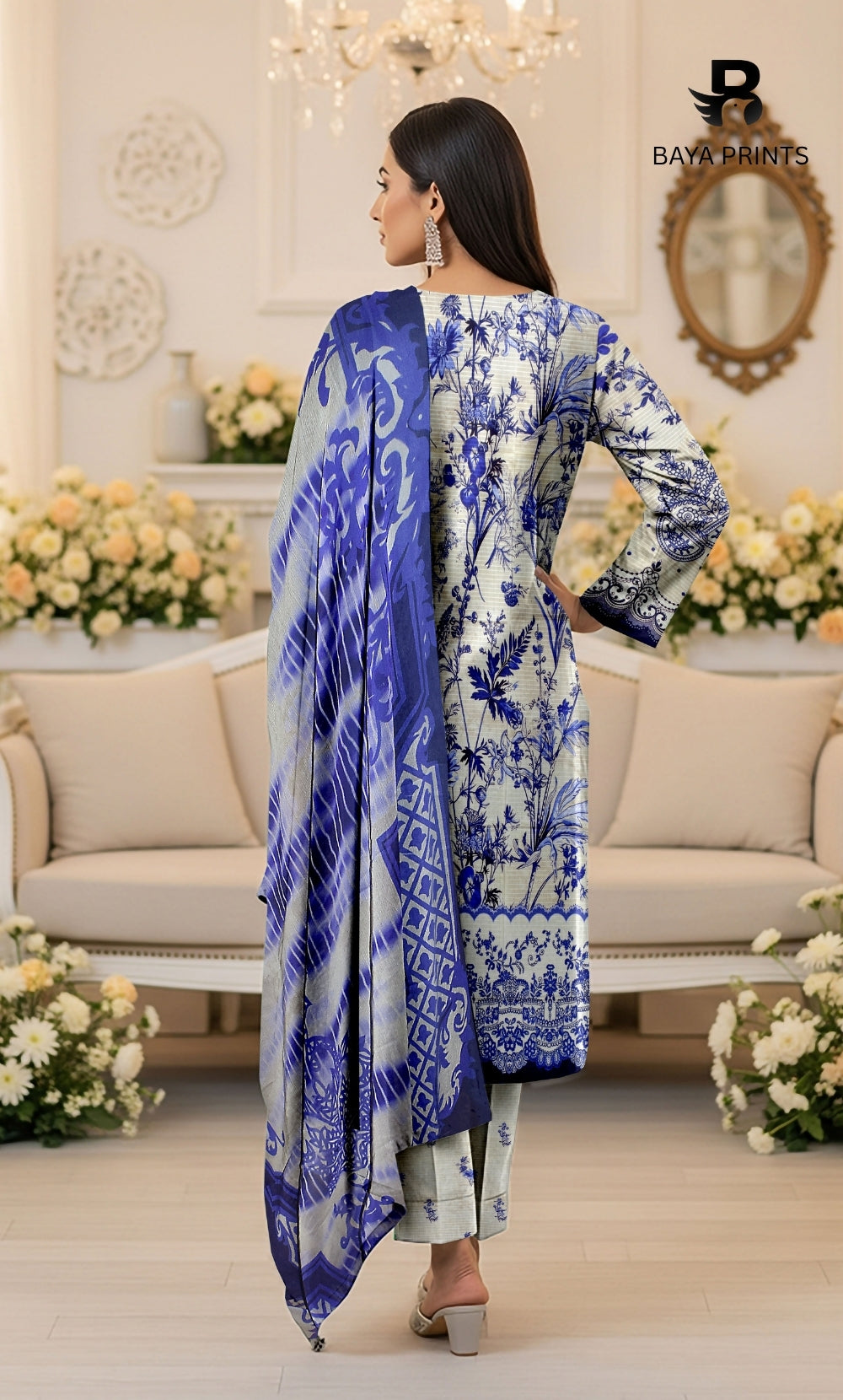 3 Piece Unstitched Printed Doria Viscose Suit with Bamber Dupatta BA-V7-015