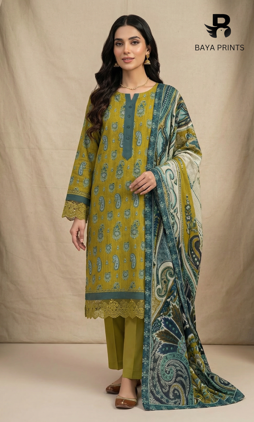 3 Piece Unstitched Karandi Suit BA-V8-07