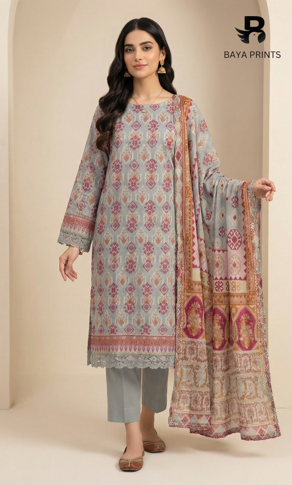 3 Piece Unstitched Karandi Suit BA-V8-06