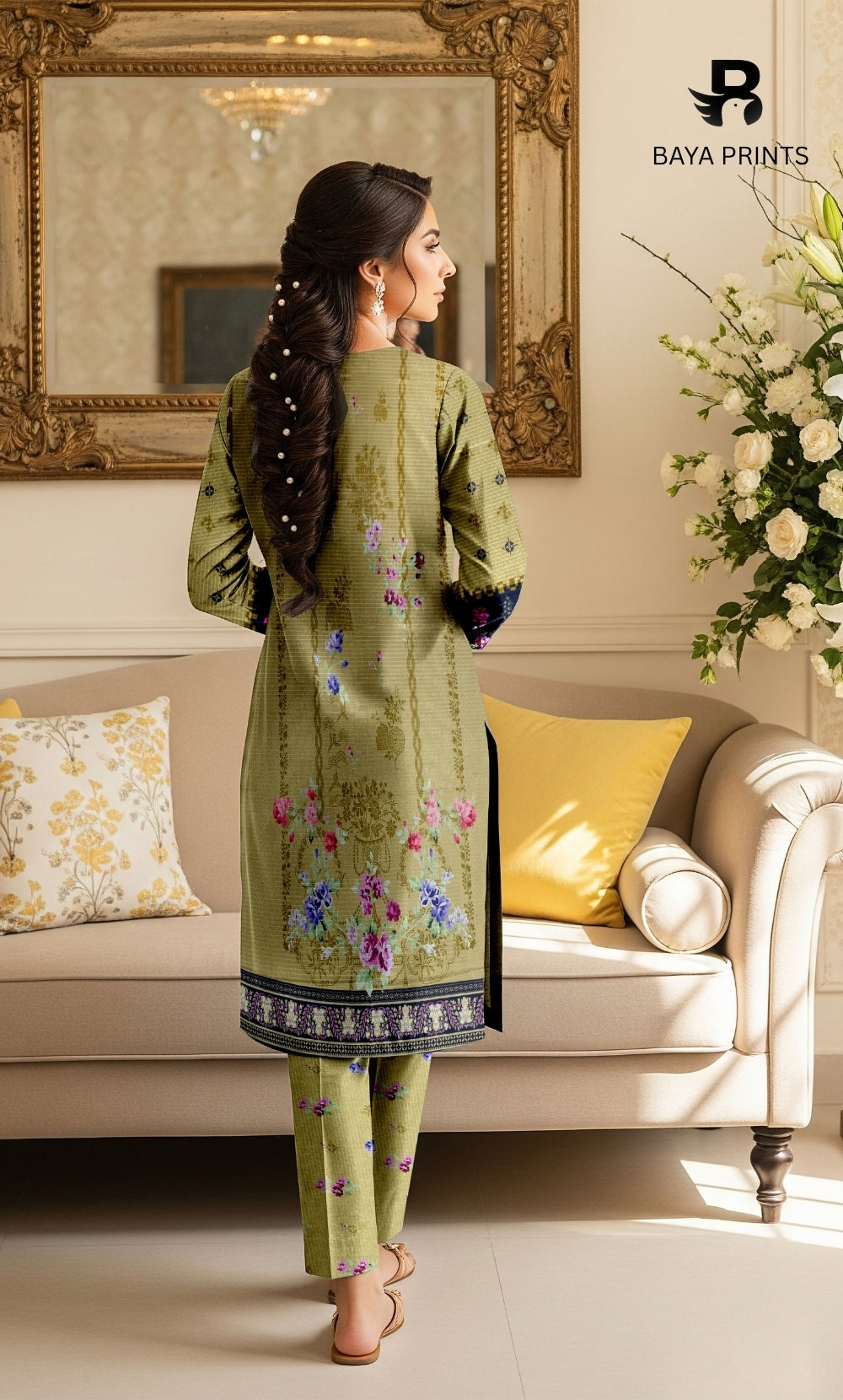 3 Piece Unstitched Printed Doria Viscose Suit with Bamber Dupatta BA-V7-008