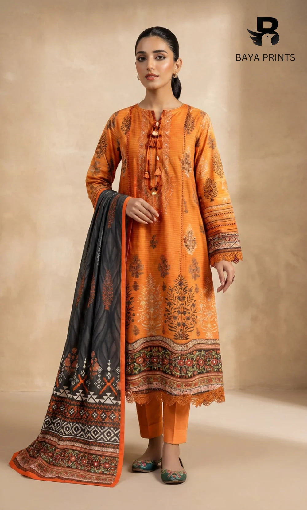 3 Piece Unstitched Printed Dobby Lawn Suit -BA-V18-04