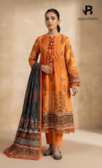 3 Piece Unstitched Printed Dobby Lawn Suit -BA-V18-04
