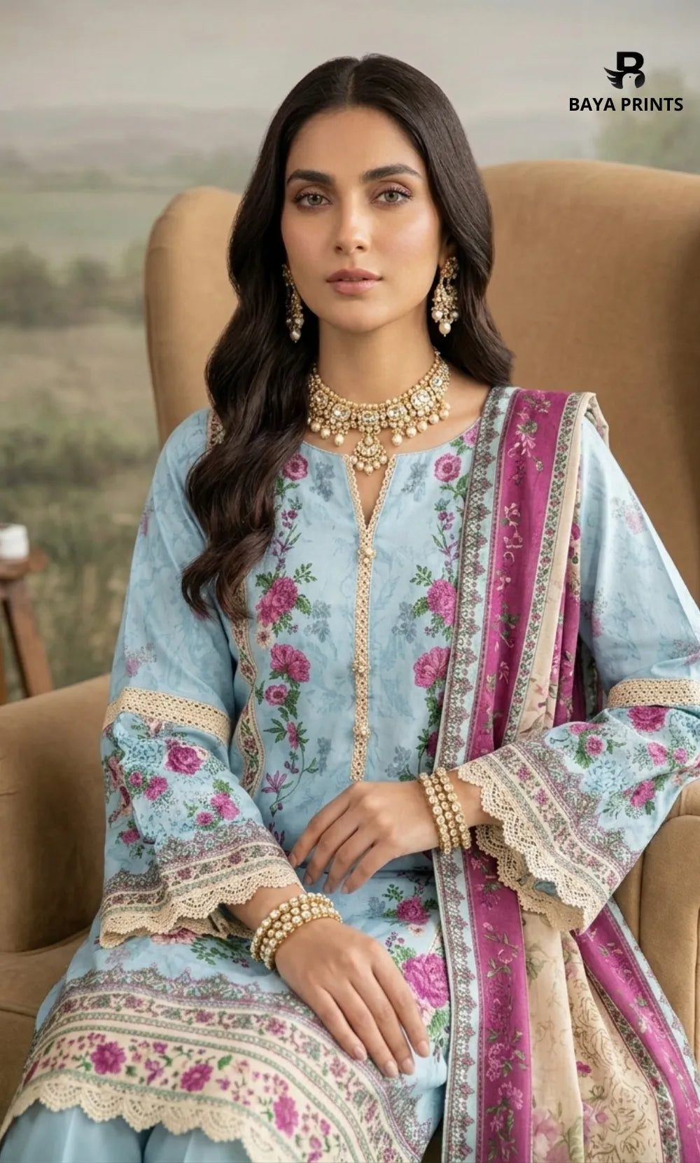 3PC Printed Lawn | Unstitched |  KHD