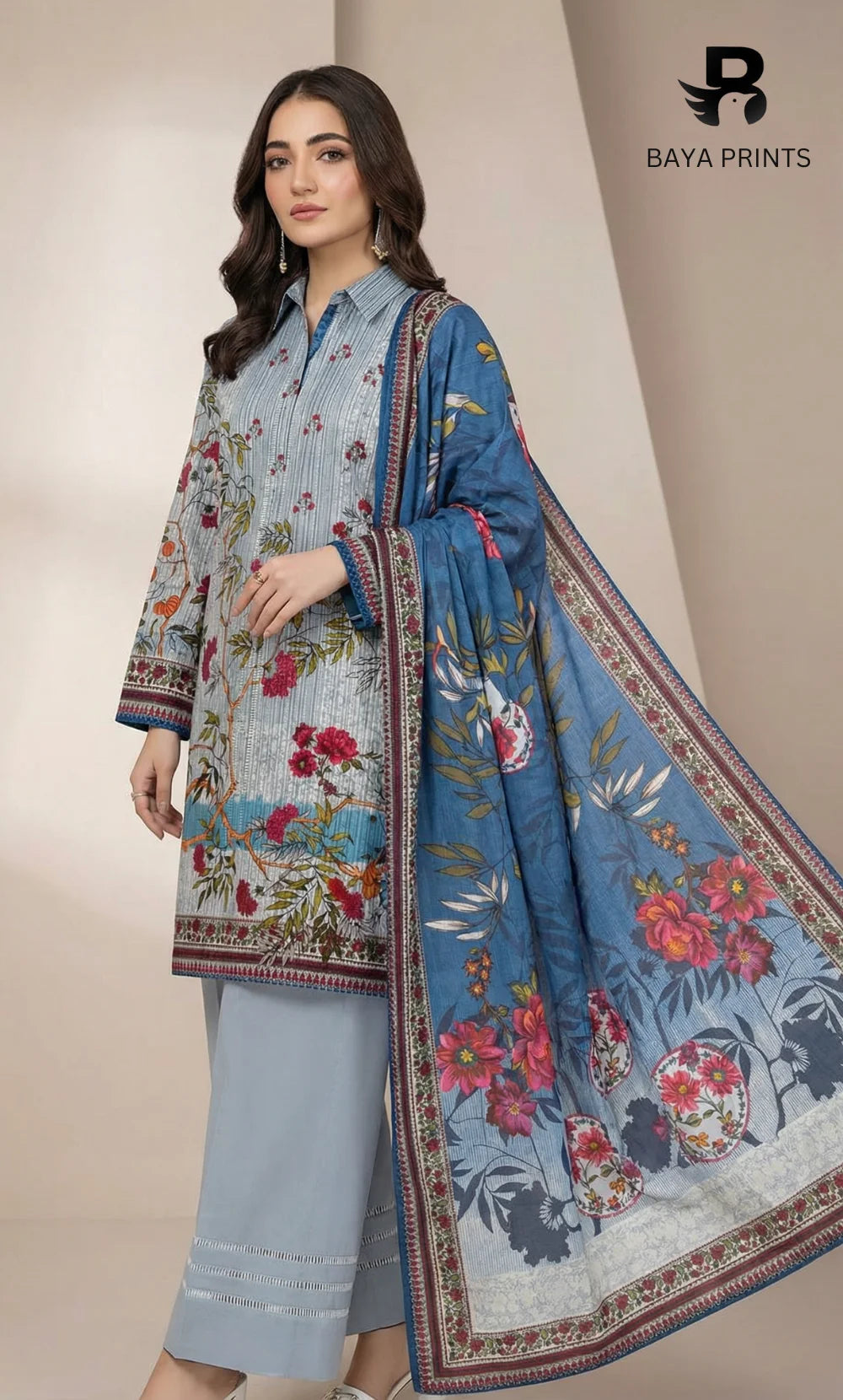 3PC Fine Line Woven Lawn -Unstitched | NK-V9-03