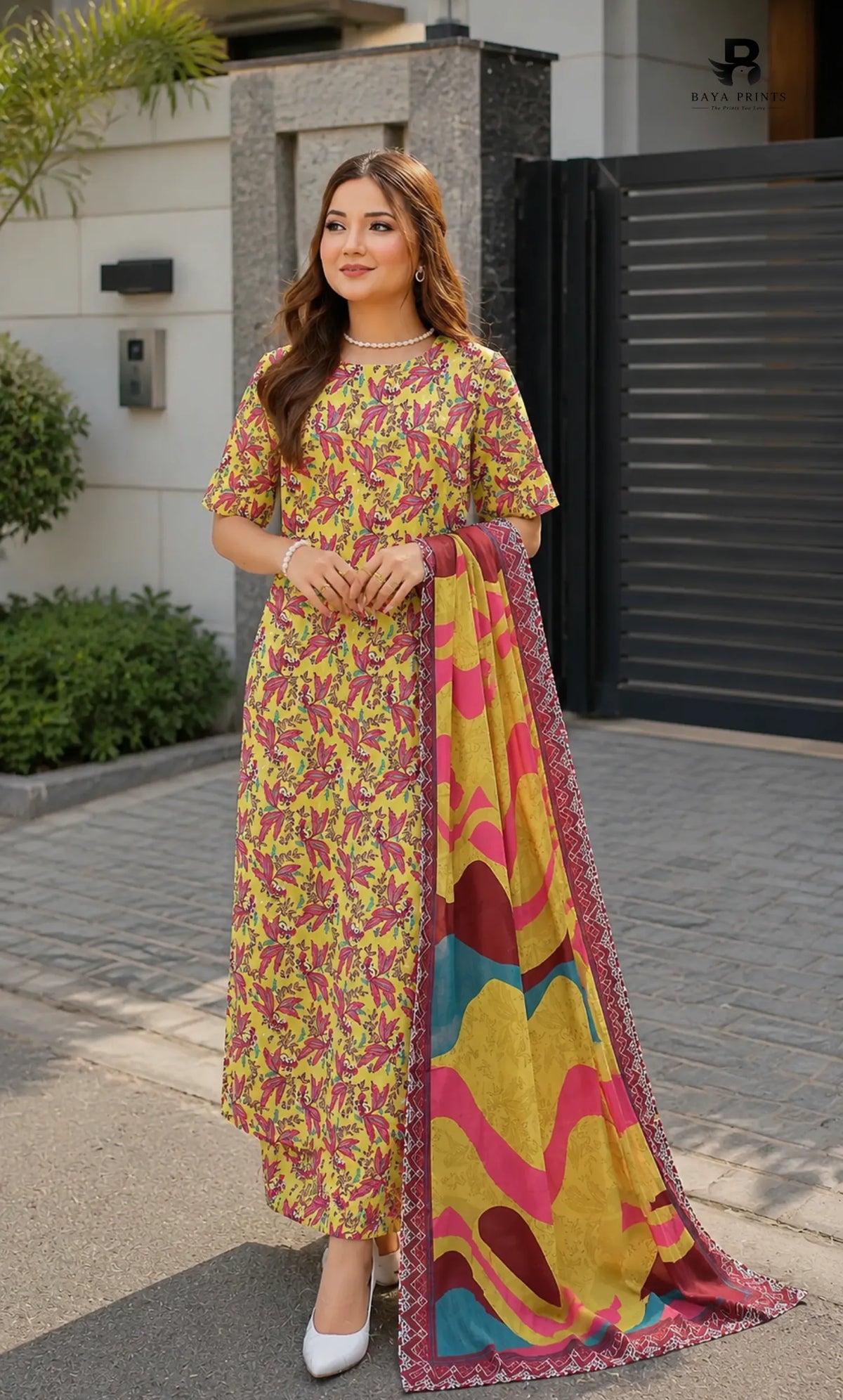 3 Piece Unstitched Premium Lawn Suit- BA-V-14