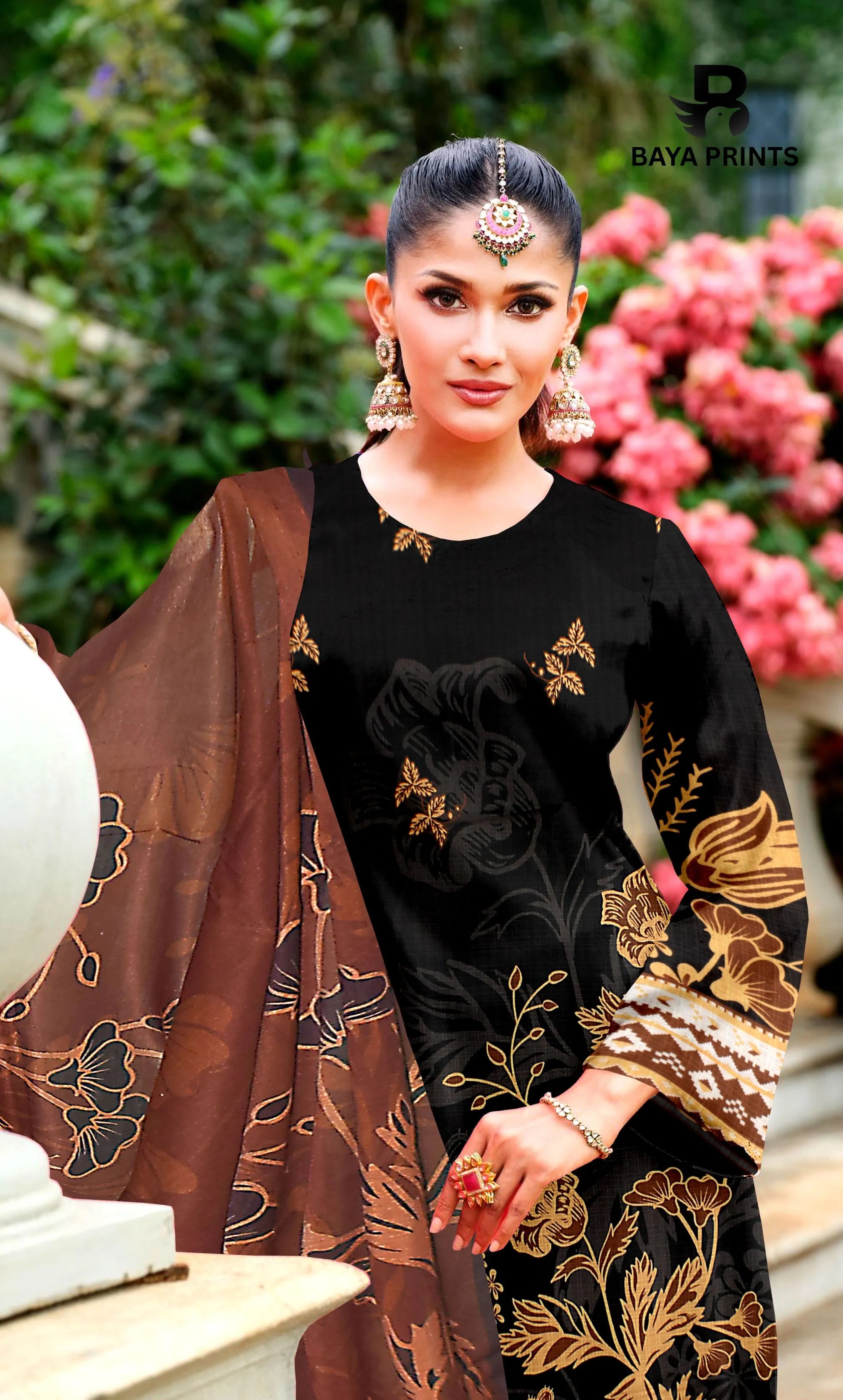 3 Piece Unstitched Printed Dobby Lawn Suit With Resham Dupatta -BA-V34