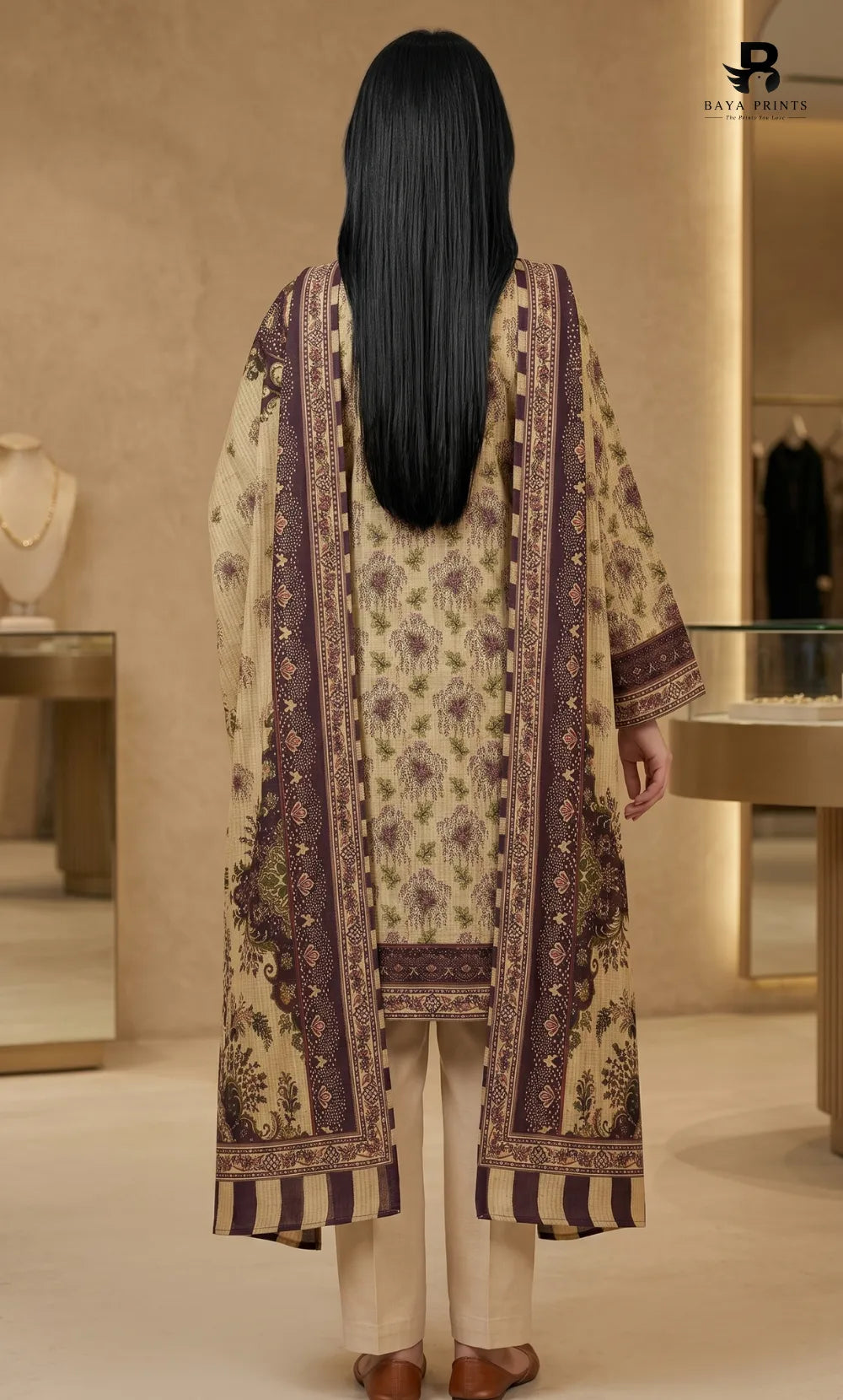 3PC Printed Karandi | Unstitched | BA-V1-09