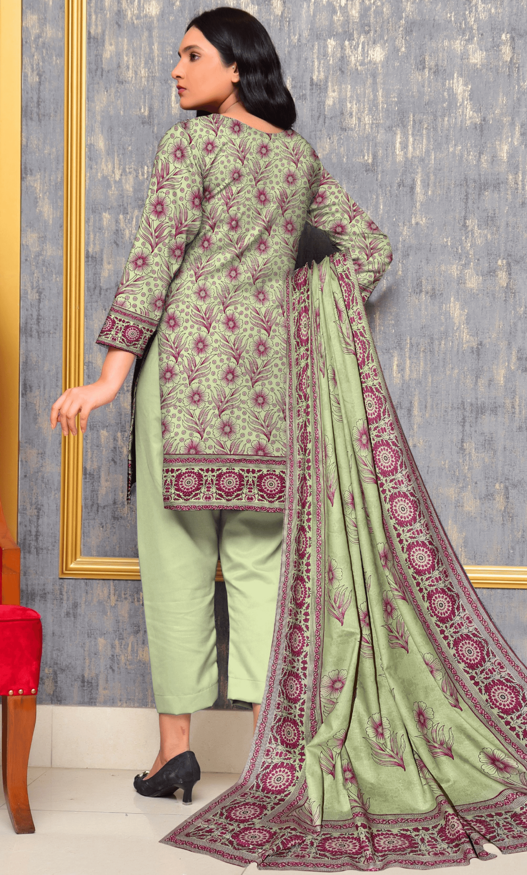 3 Piece Unstitched Karandi Suit -V1- 10